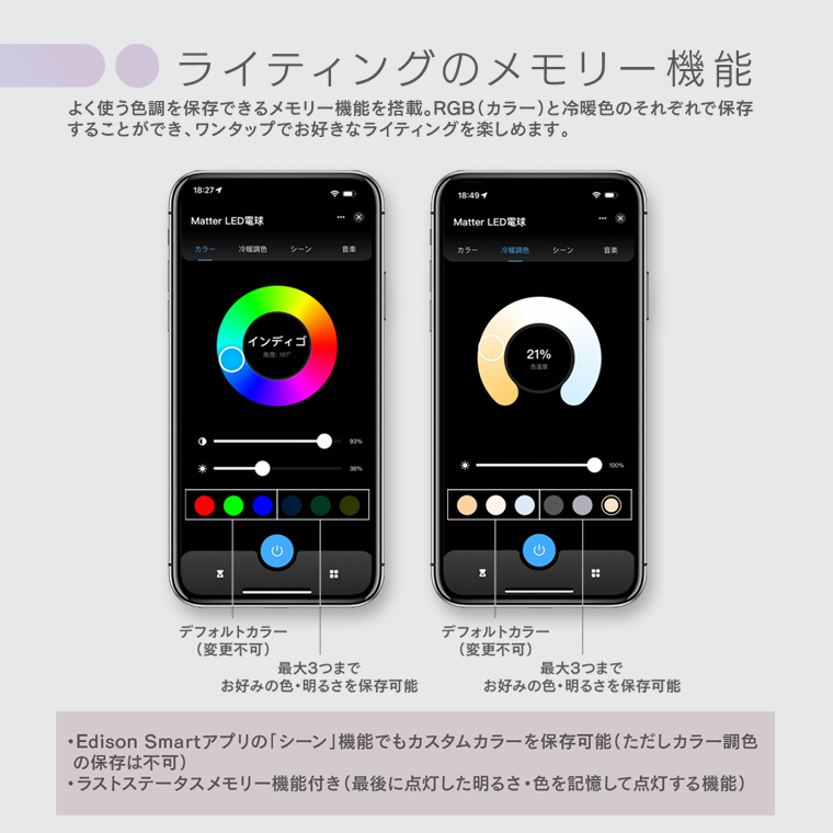 Edison Smart 5個セット スマート電球 LED電球 50W 60W相当 調光