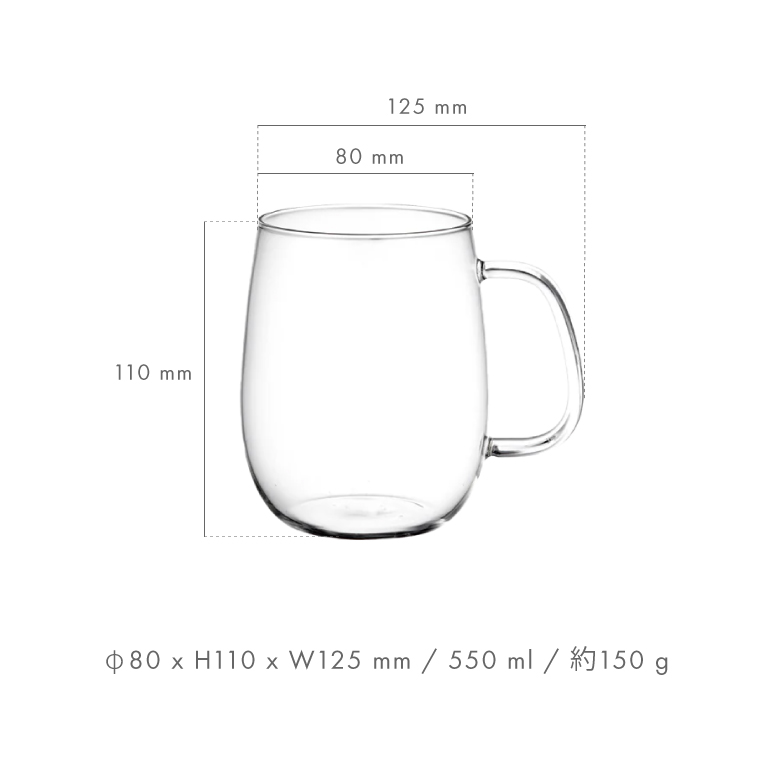 キントー マグカップ KINTO UNITEA 550ml 耐熱ガラス ティーカップ おしゃれ 大容量 コップ グラス 大きい コーヒー 紅茶 緑茶 食洗機 電子レンジ 取っ手付き | KINTO | 03