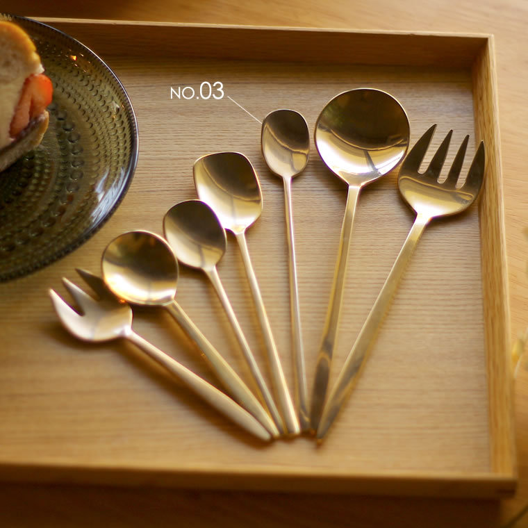 ブラス ロングスプーン 03 真鍮製カトラリー 食器 細長いスプーン
