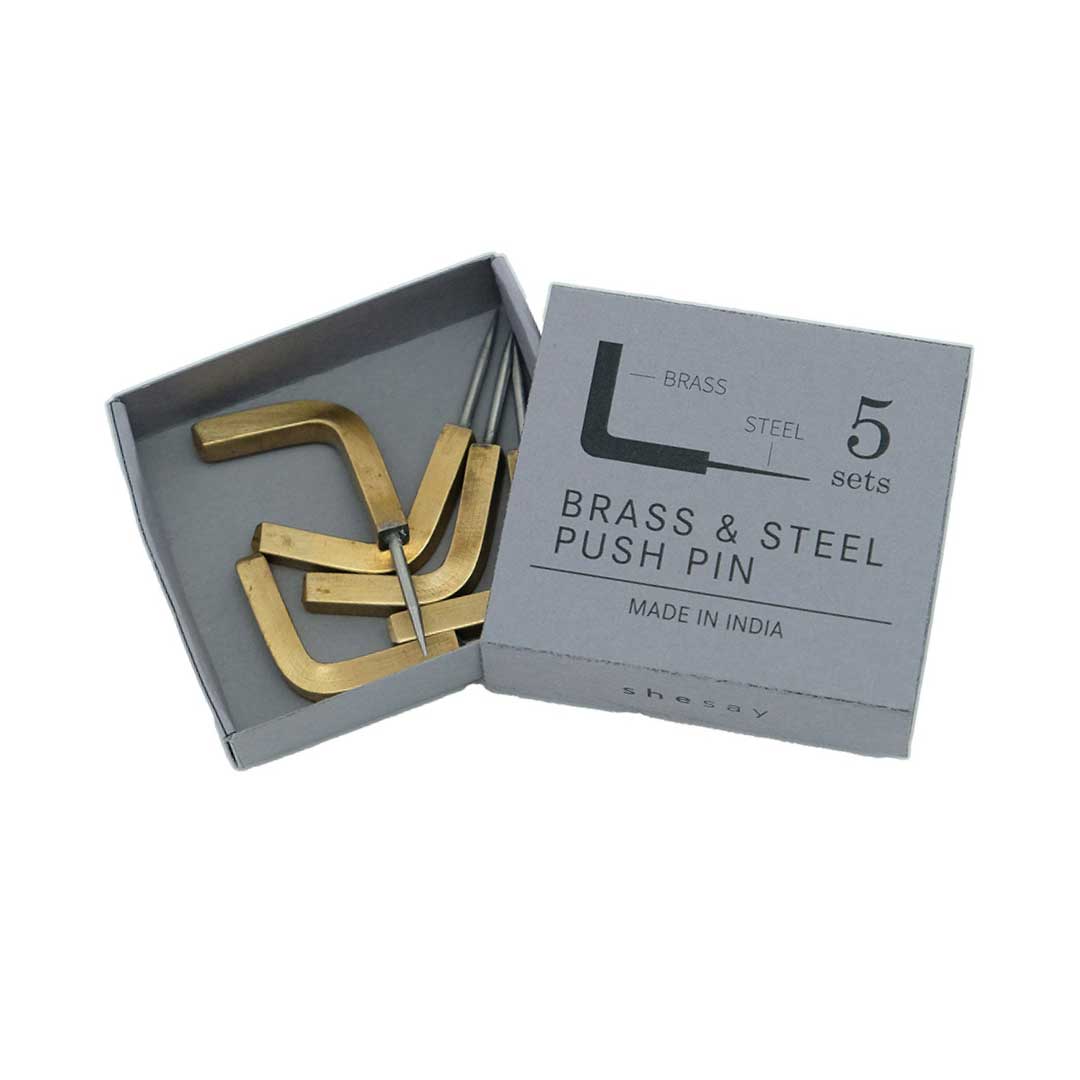 画鋲 押しピン 真鍮 おしゃれ BRASS プッシュピン 5個入り L字フック