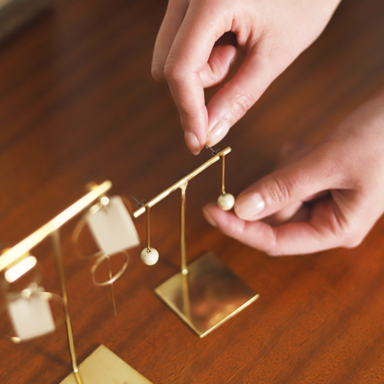 BRASS アクセサリースタンド L 真鍮 おしゃれ イヤリング ピアス