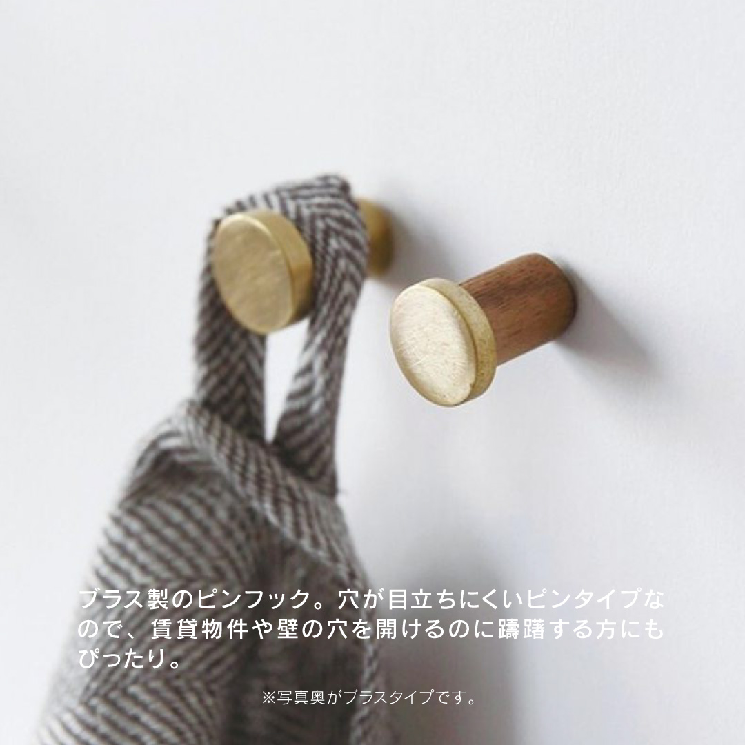 BRASS ウォール ピンフック 押しピン 真鍮 画鋲 壁掛け ウォールフック