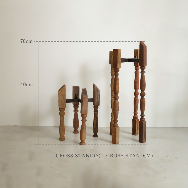 フラワースタンド VONA CROSS STAND Sサイズ 室内 丸型 木製 アイアン ボナ クロススタンド プランタースタンド ラック 花台 おしゃれ 高さが高い アンティークの画像