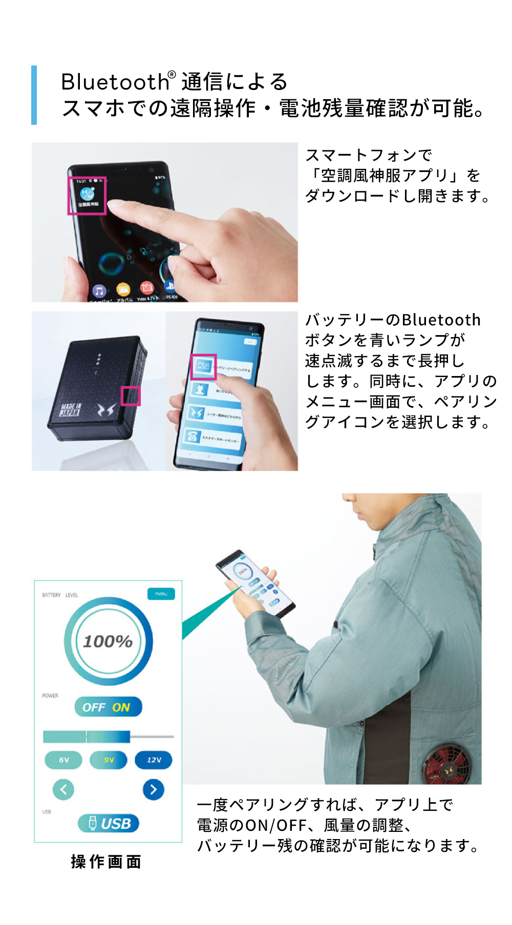 サンエス 空調風神服 雷神服 日本製 12V仕様 リチウムイオンバッテリー