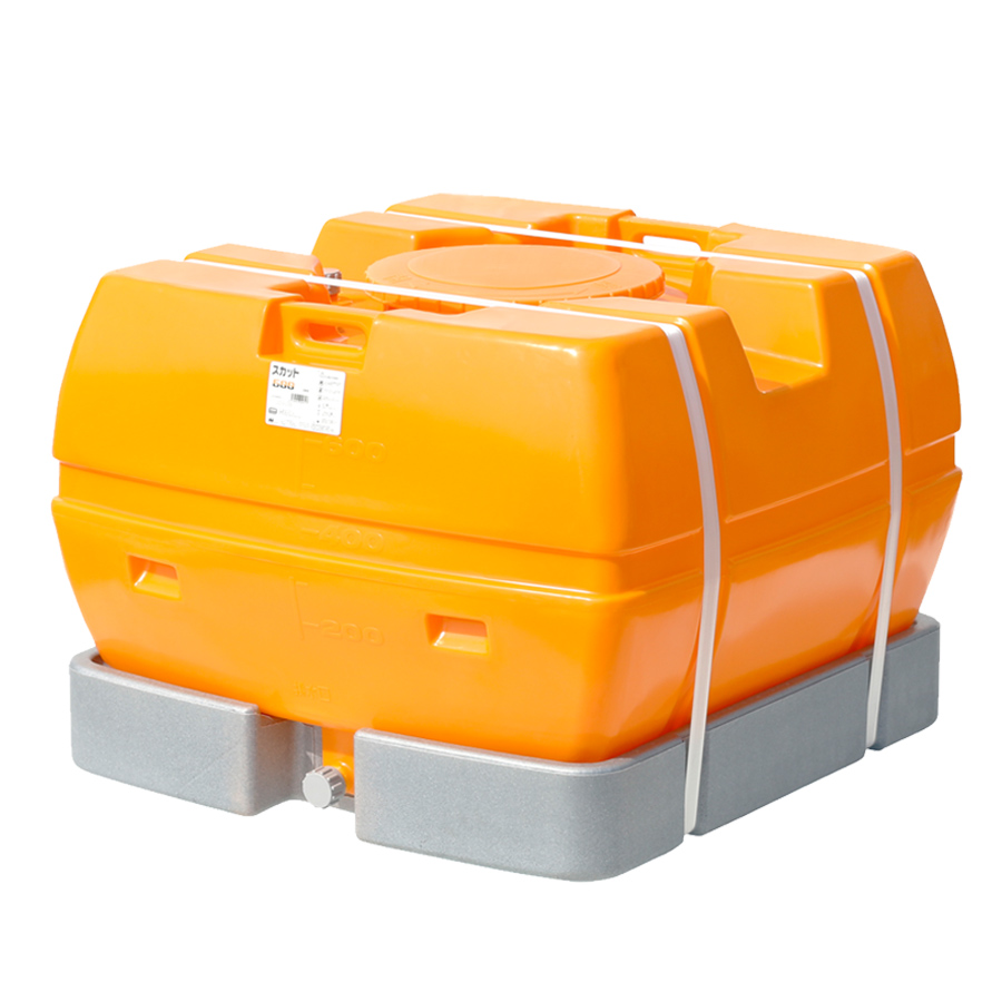 スイコー 大型貯水タンク 販売車タンク　手洗い付きの水貯蔵タンク仕様 スイコー ローリータンク スカット600 受台付 600L 完全液出し型 業務