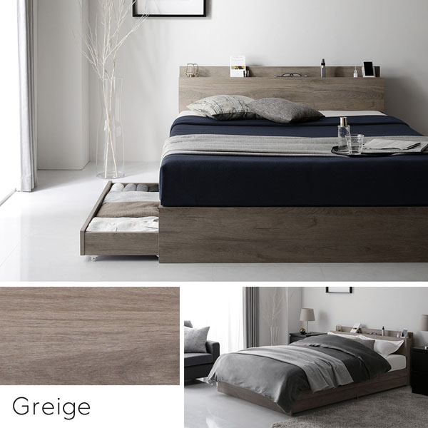 ベッド セミダブル ベッドフレームのみ シャビーオーク 宮付 収納