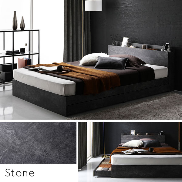 ベッド セミダブル ベッドフレームのみ シャビーオーク 宮付 収納