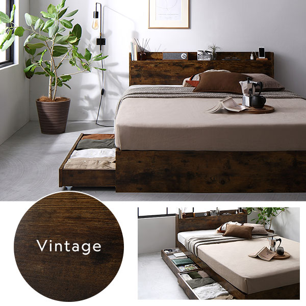 ベッド ダブル ベッドフレームのみ ブラック 収納付き 宮付き : ネット