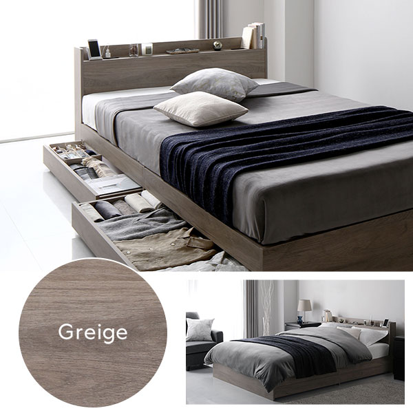 ベッド シングル ボンネルコイルマットレス付 ホワイト 収納付き 宮