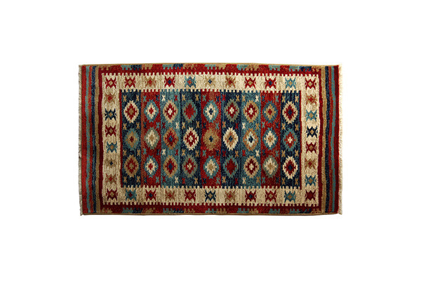 エスニック風 ラグマット/絨毯 〔約80×130cm レッド〕 へたりにくい