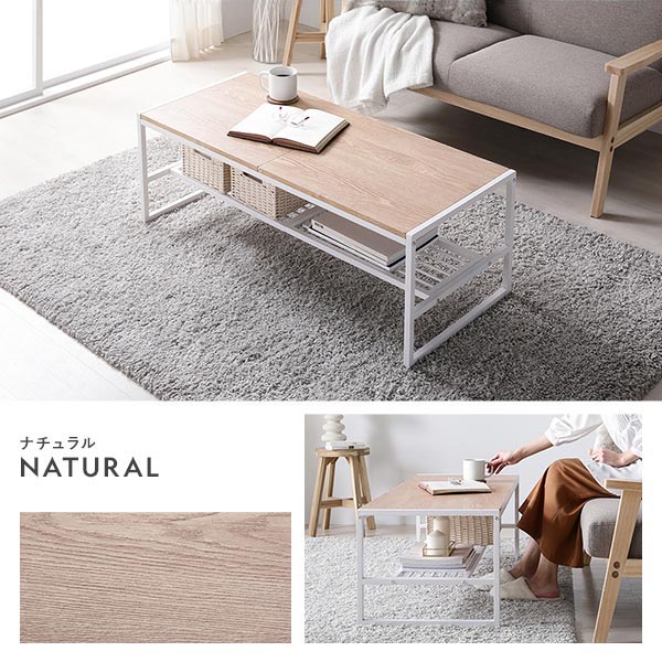 ローテーブル 単品 幅120cm ヴィンテージ 収納棚 アジャスター付