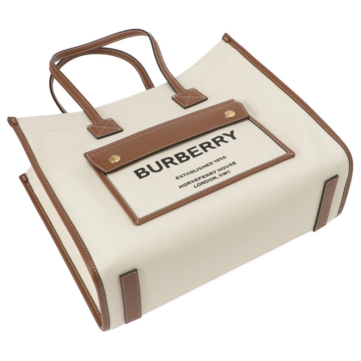限定品 バーバリー BURBERRY 8044138 A1395 ツートン キャンバス＆レザー スモール フレヤトートバッグ ショルダーバッグ ナチュラル/タ 【IQ1564791078】(57207円)