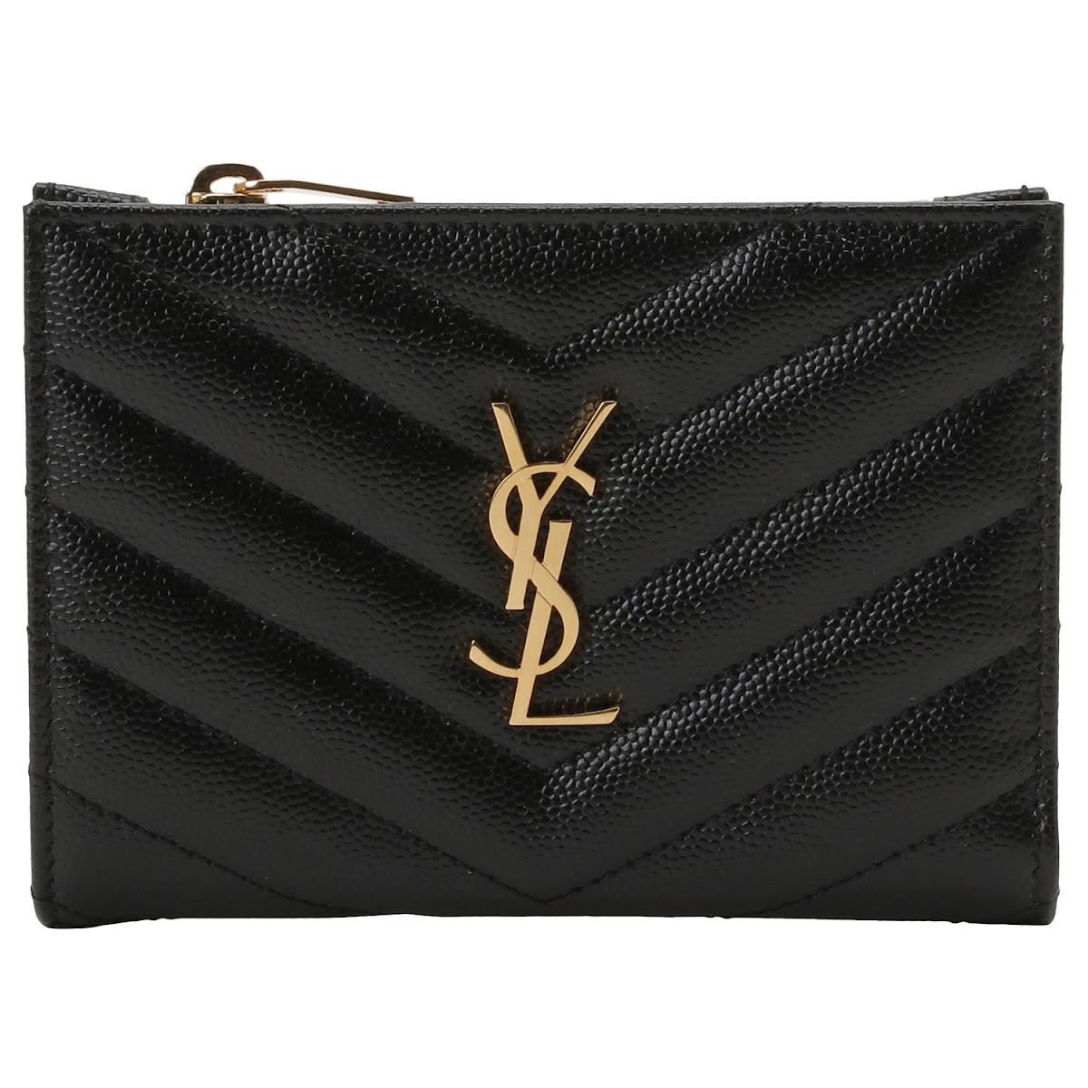 サンローラン SAINT LAURENT  668287 BOW01 1000 YSL モノグラム 二つ折り財布 ミニ財布 ブラック レディース