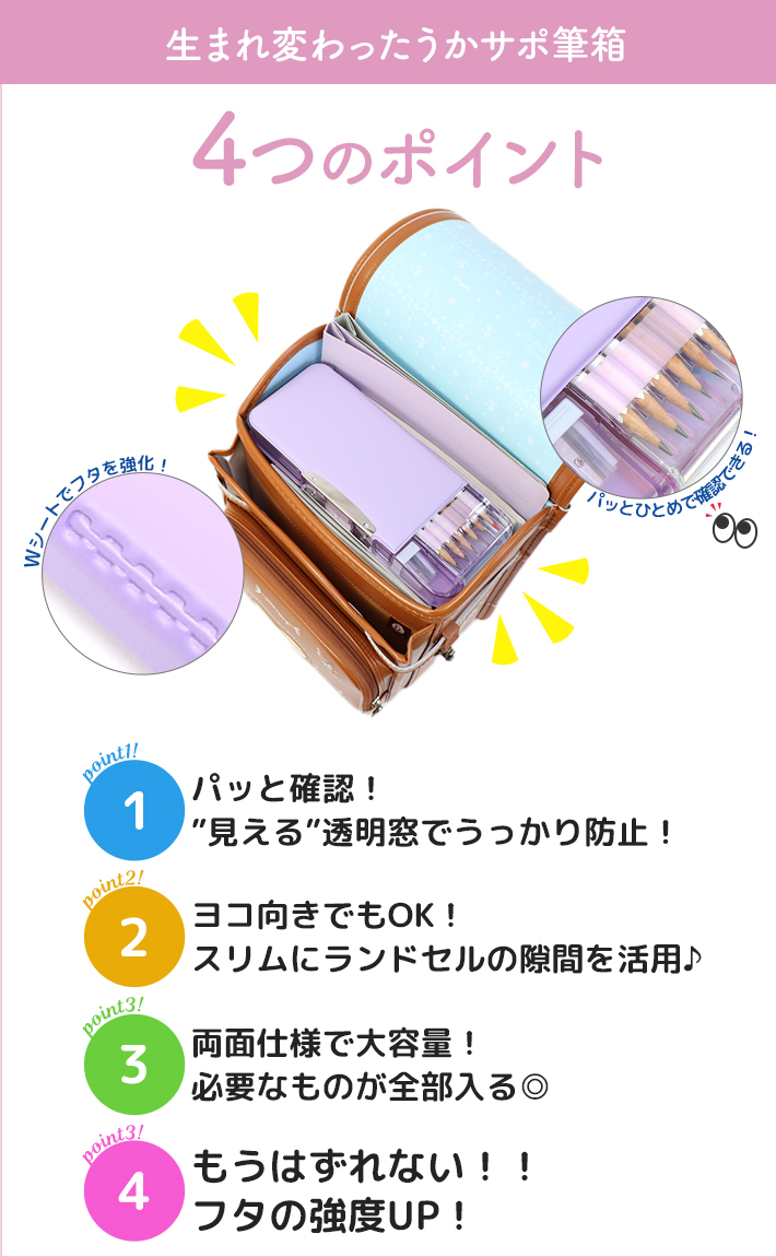 えんぴつチェック両面筆入 Wシート補強 うかサポ - ソニック