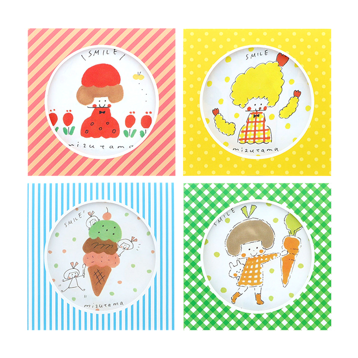 星のアイス屋さん　メモ帳　シール付き サンスター文具 mizutama 窓付きスクエアメモ 4カラー レッド/イエロー