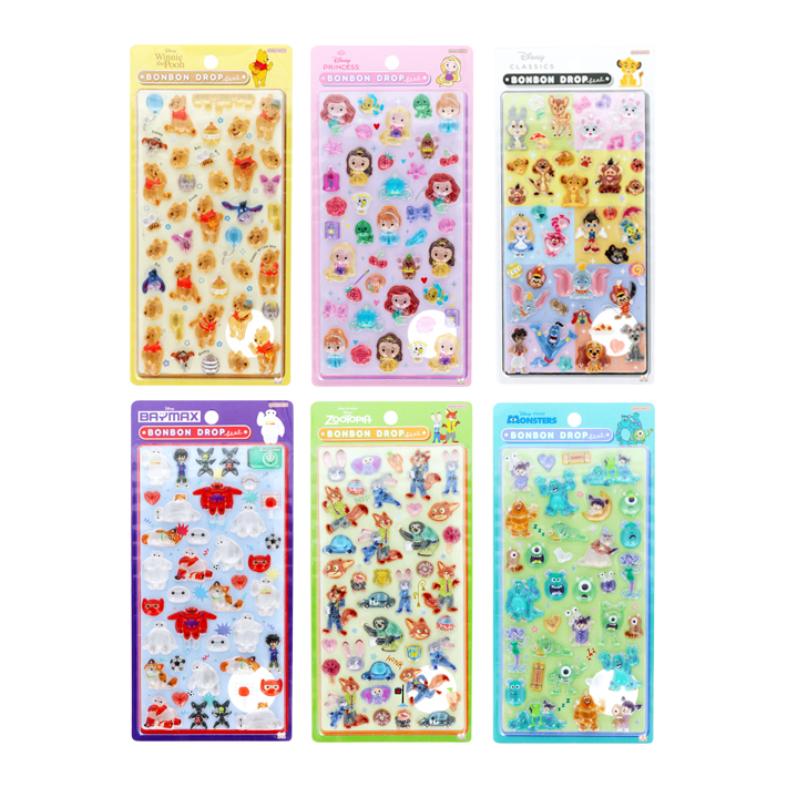 サンスター文具 ディズニー ボンボンドロップシール 6柄 [M便 1