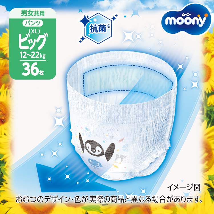 ムーニーマン 汗スッキリ 男女共用 ビッグサイズ 12kg〜22kg ( 36枚入