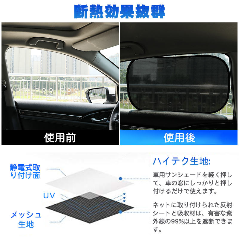 車用サンシェード 車窓日よけ 静電気式 サンシェード 吸盤なし 折りたたみ カーシェード UVカット 紫外線対策 遮熱性 日よけ カーサンシェード  2枚セット :car-3047-s:出雲電撃 - 通販 - Yahoo!ショッピング