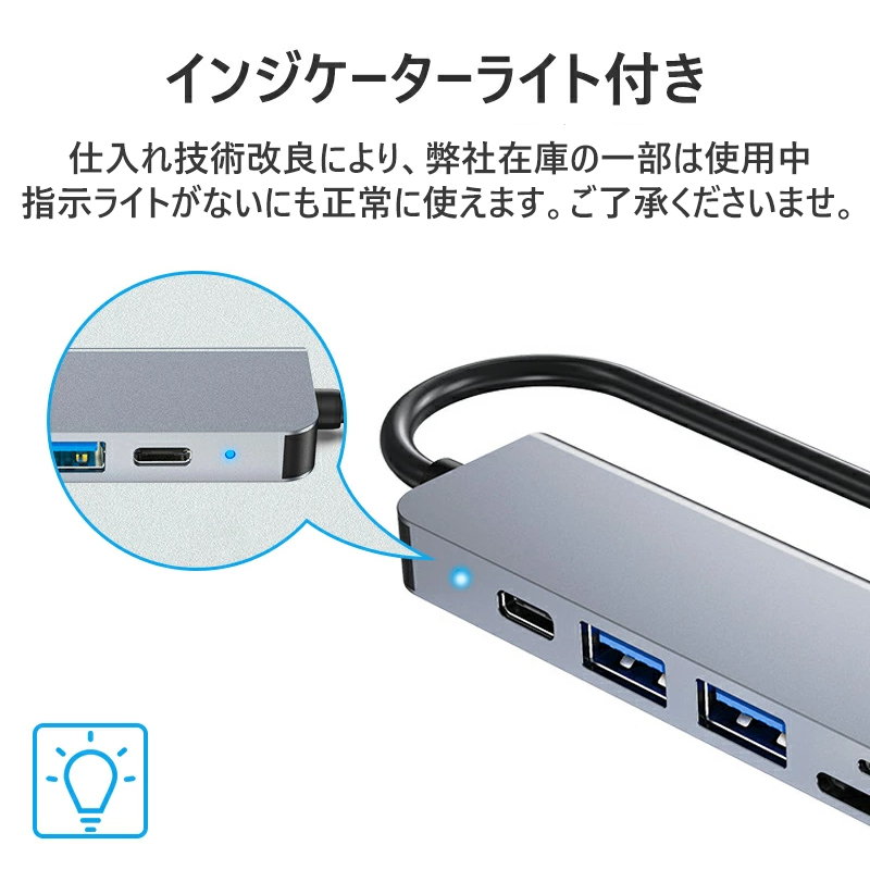 USB Type-C ハブ 6in1 SDカードリーダー HDMI ポート 4K PD対応 USB