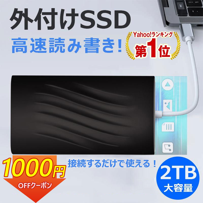 ポータブルSSD 小型 外付けSSD コンパクトType-Cポート2TB大容量 PC/Windows/Mac/Android 対応 使用簡単 高速  ハイスピード データー転送 【赤字セール】