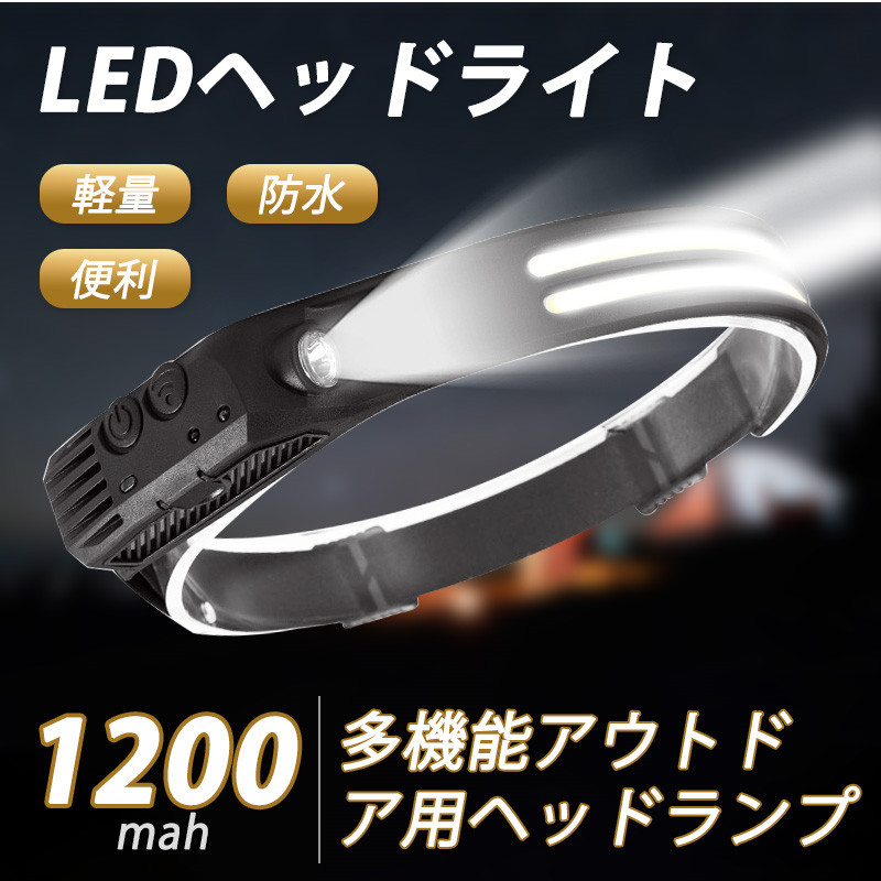 LEDヘッド ライト ヘッド ランプ USB-C充電式 センサー機能 8種