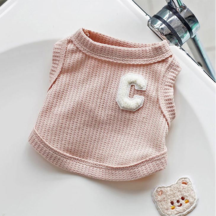 秋服新作 かわいい犬服 小型犬用 ニュアンスカラーのワッフル生地 ノースリーブ毛抜け防止タンクトップ【a243】送料無料 |  | 02