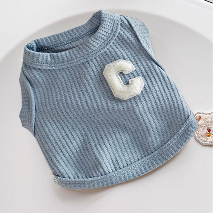 秋服新作 かわいい犬服 小型犬用 ニュアンスカラーのワッフル生地 ノースリーブ毛抜け防止タンクトップ【a243】送料無料 |  | 01
