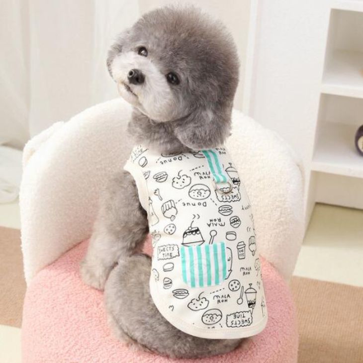 【値下げ】犬 服 ドッグウェア タンクトップ 春新作 スイーツ柄 パステルカラー Dカン付き ノースリーブ 猫服【a371】 |  | 01