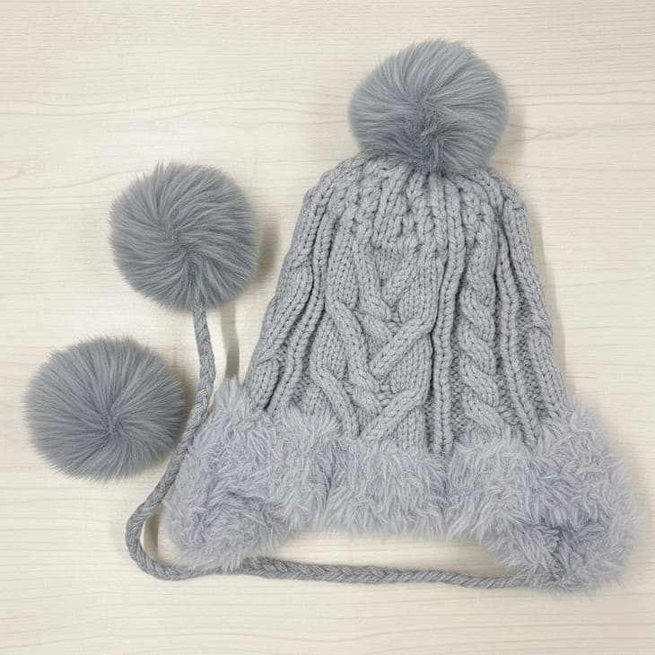 耳当て付きニット帽 秋冬 レディース フェイクファー ポンポン付 防寒 小顔 かわいい お洒落 ニットキャップ【z155】 |  | 03