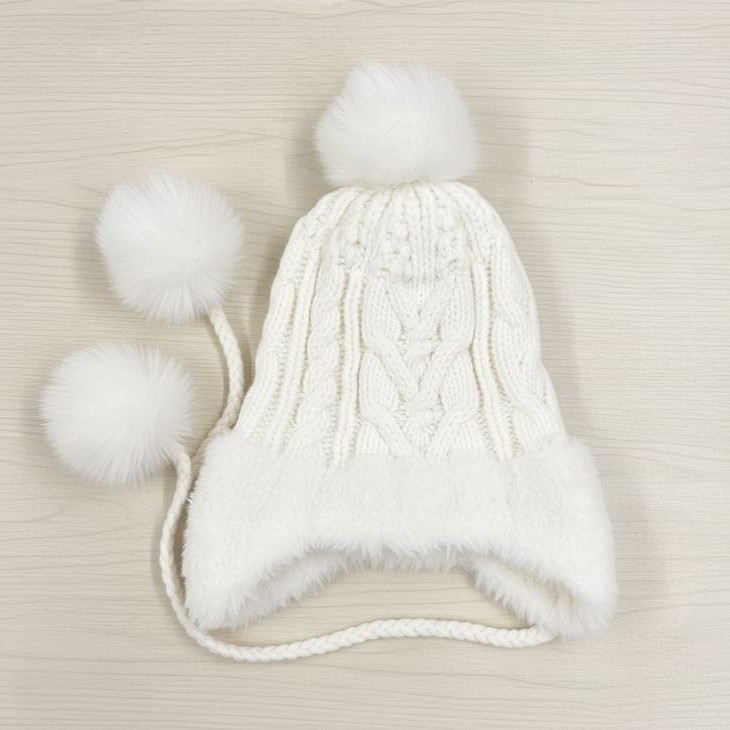 耳当て付きニット帽 秋冬 レディース フェイクファー ポンポン付 防寒 小顔 かわいい お洒落 ニットキャップ【z155】 |  | 01