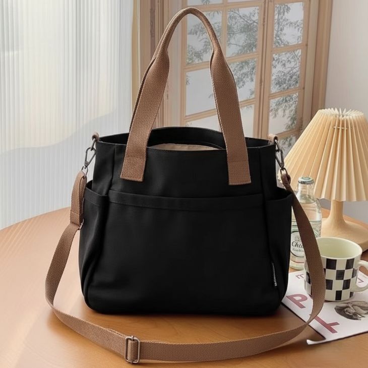 ショルダーバッグ トートバッグ ユニセックス キャンバス地 大容量 サイドポケット付きショルダー紐 収納力抜群 通勤 通学 カジュアル【z157】 |  | 01