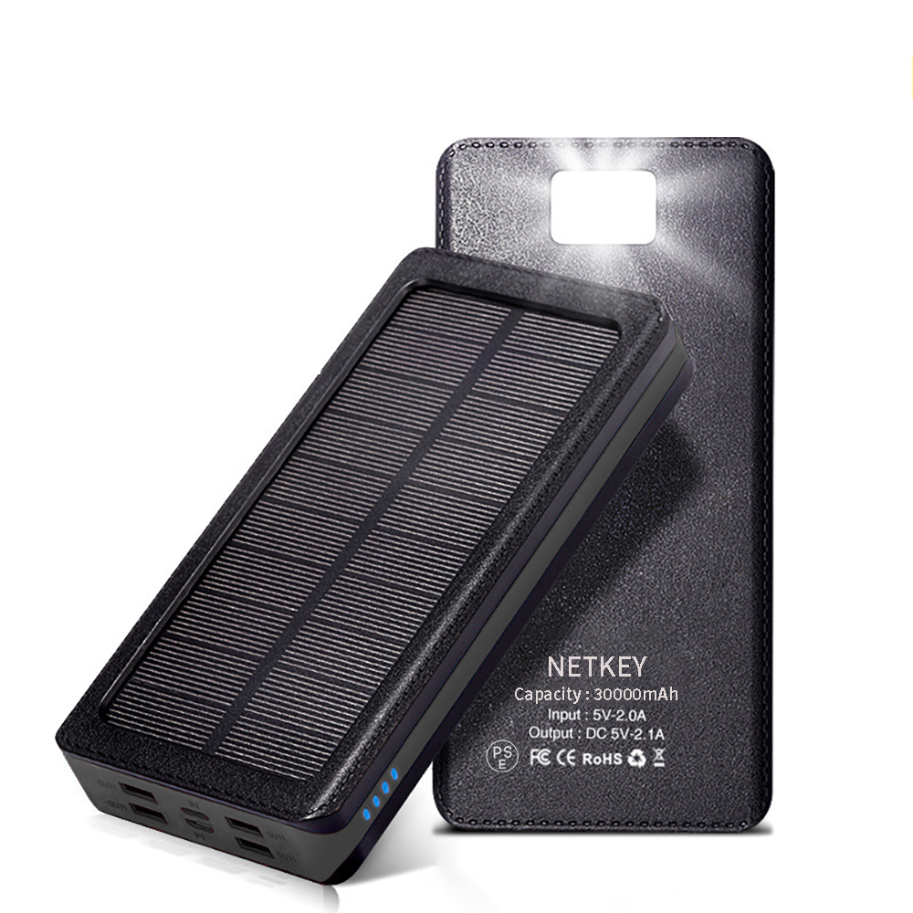 ソーラーモバイルバッテリー 30000mAh 大容量パワーアップ ソーラーチャージャー 2入力4出力｜netkey-store｜02