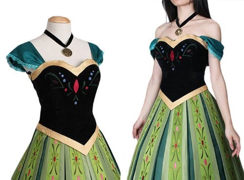 ほほほ アナ雪　アナ　コスプレ　Mサイズ Disney アナと雪の女王 ドレス コスプレ衣装 刺繍(女性XXS/XS/S