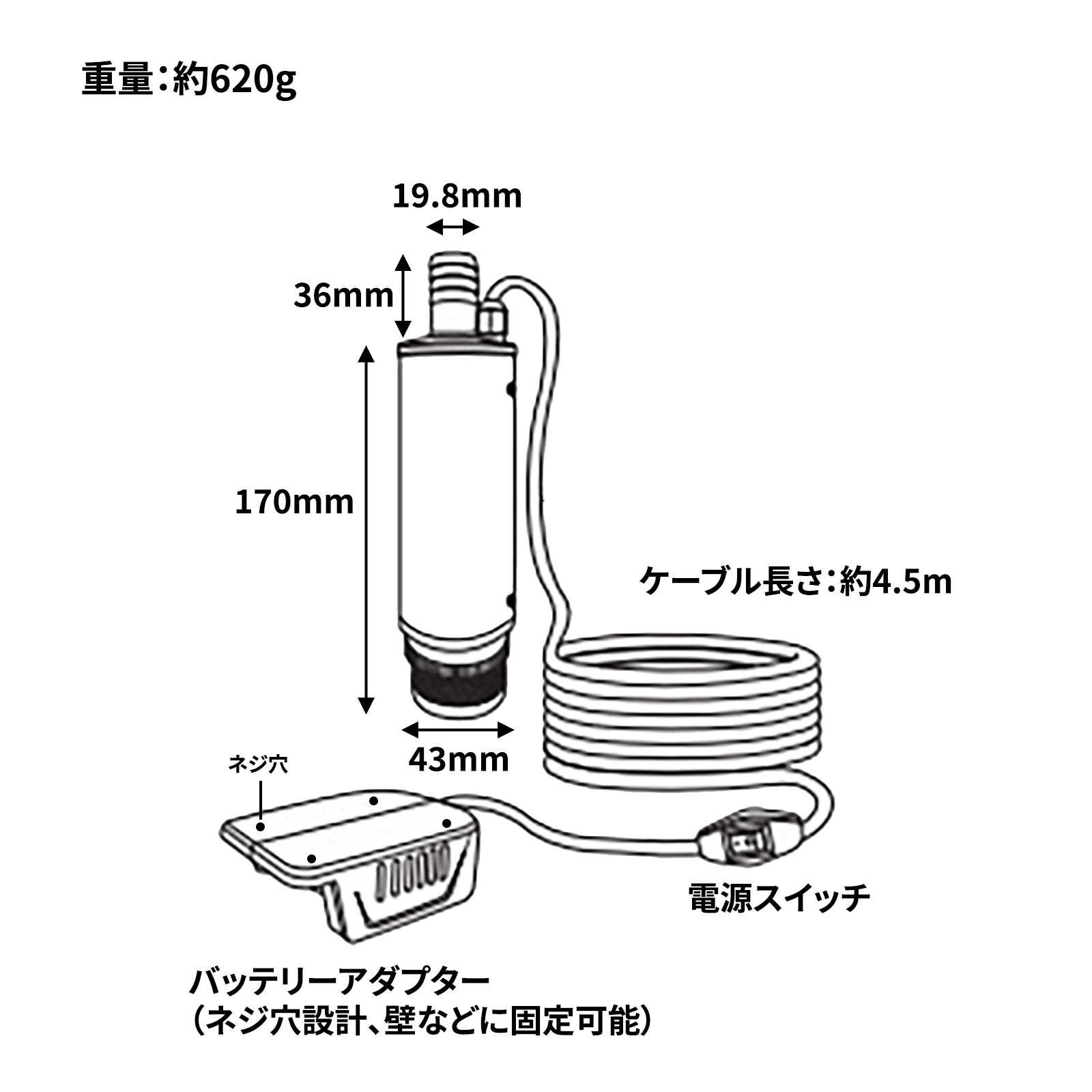 充電式 排水ポンプ 高排水力 強力モーター搭載 静音設計 マキタ18V