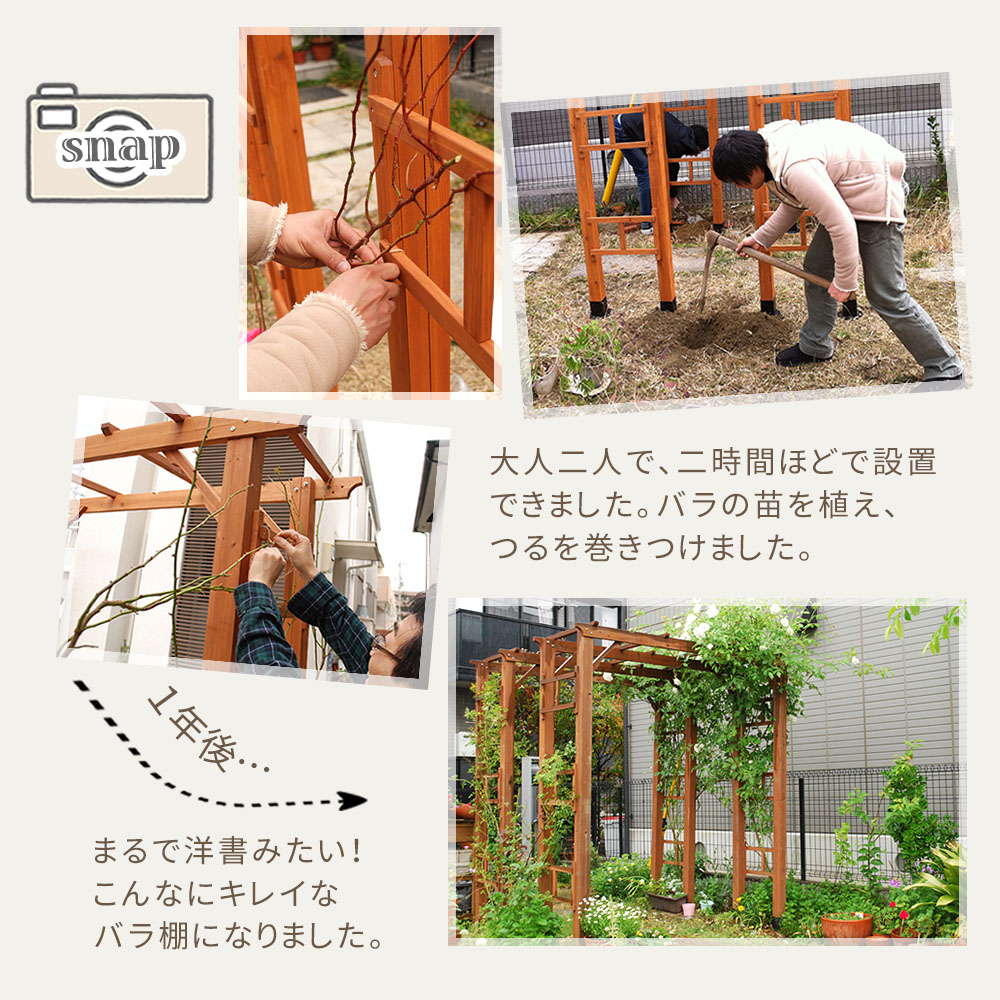 天然木製アーチ 190 3台（土中用金具セット） 「Flex Pergola