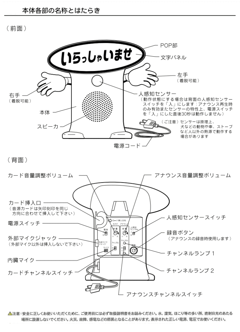 群馬電機 呼び込み君 （POP付き LED有） MC-F05 IC録再付き表示器 人感