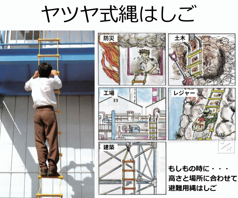 八ツ矢工業 12014 ヤツヤ式縄ばしご （小カギ付き） 8m : 10006928