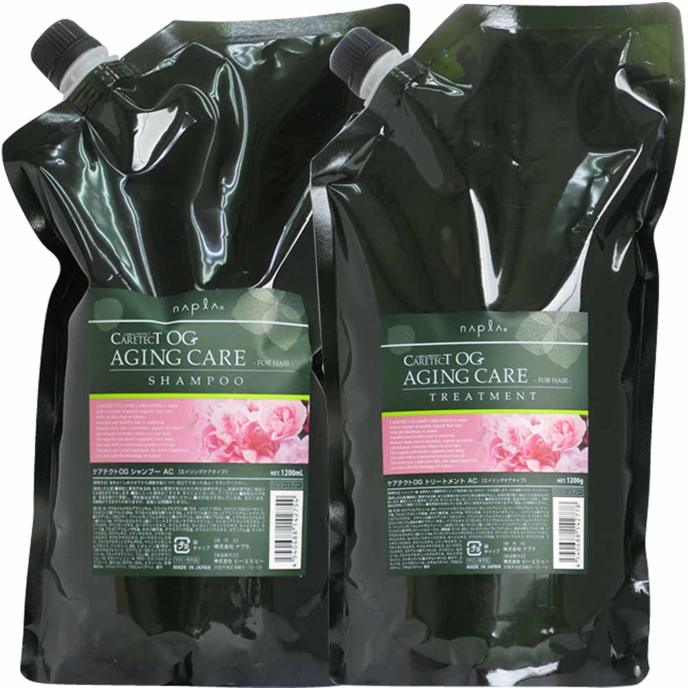 [ 美容室専売 詰め替え 選べる 2点セット 送料無料 ] ナプラ ケアテクト OG シャンプー＆トリートメント / 1200mL+1200g リフィル 業務用 サロン専売品 ヘアケア | CARETECT OG | 01