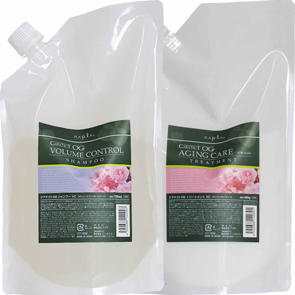 [ 美容室専売 詰め替え用 選べる 2点セット 送料無料 ] ナプラ ケアテクト OG シャンプー＆トリートメント / 700mL + 600g リフィル サロン専売品 ヘアケア | CARETECT OG | 02