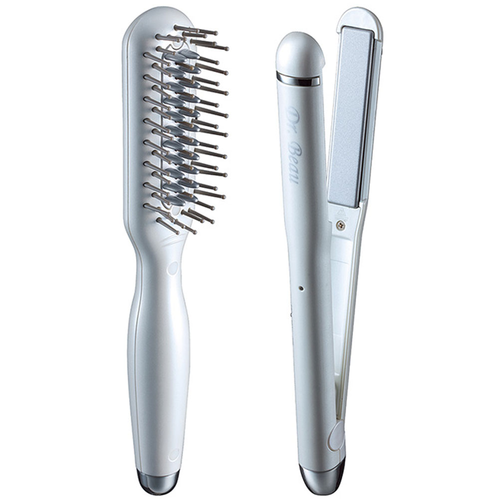 送料無料 正規品 USB グリスター ヘアアイロン ブラシ＆アイロン セット 全2色 （ダイヤモンドパール・ブラックパール） KALOS カロス ミニ ヘアアイロン ブラシ | ブランド登録なし | 01