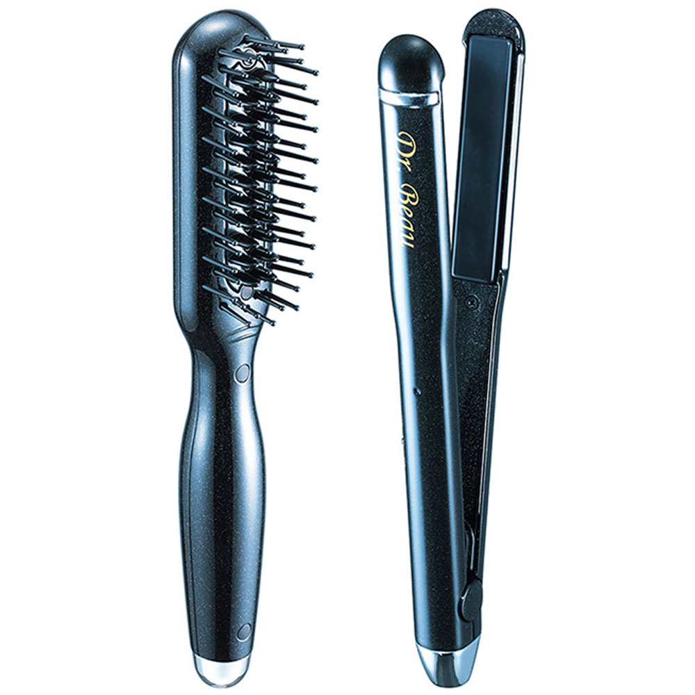 送料無料 正規品 USB グリスター ヘアアイロン ブラシ＆アイロン セット 全2色 （ダイヤモンドパール・ブラックパール） KALOS カロス ミニ ヘアアイロン ブラシ | ブランド登録なし | 02