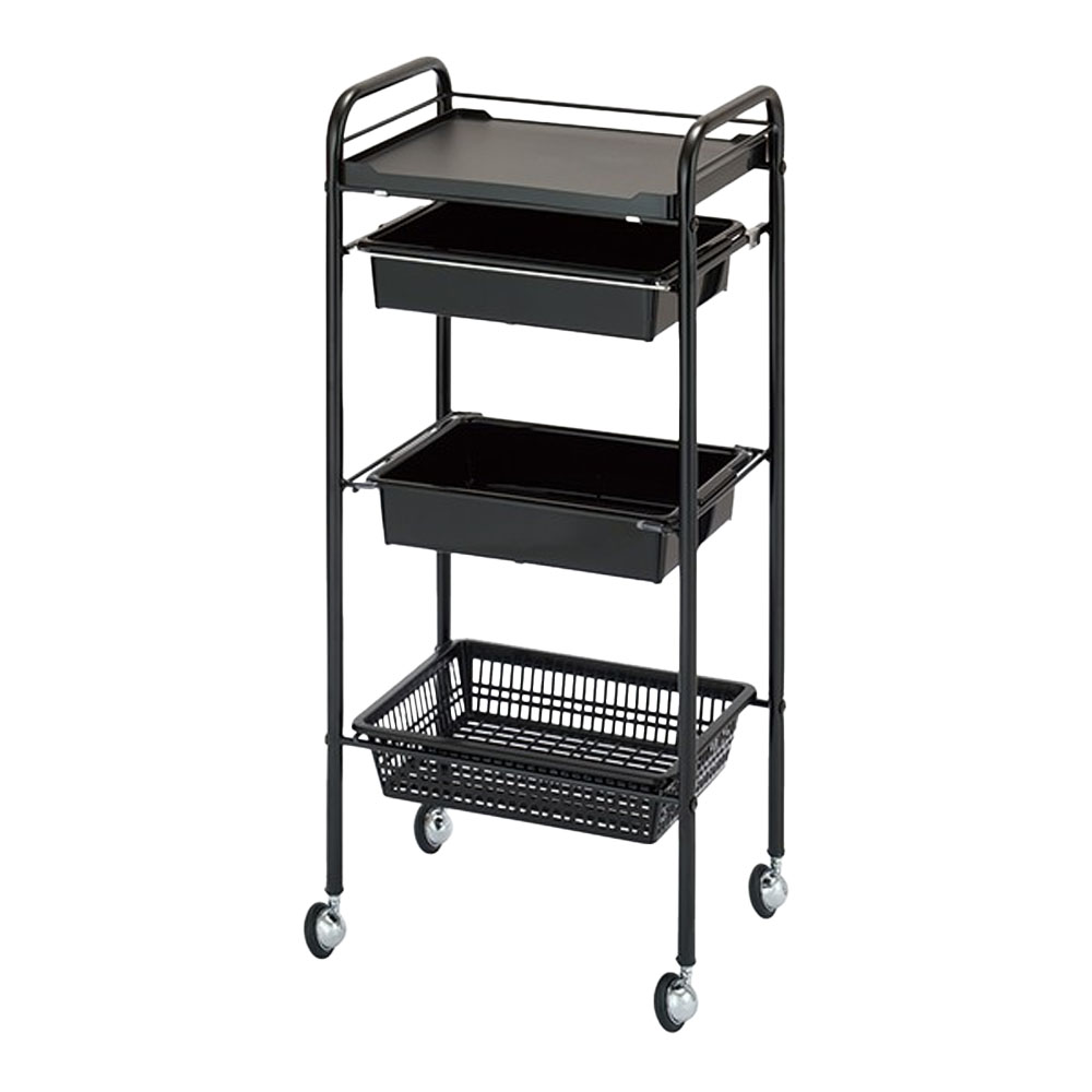 西村製作所 Lセット台 ロングポジション C-421（ブラック・ツートンブラウン・ホワイト） ワゴン サロン業務用 サロンツール 美容院 理容室 美容道具収納雑貨 | ブランド登録なし | 01