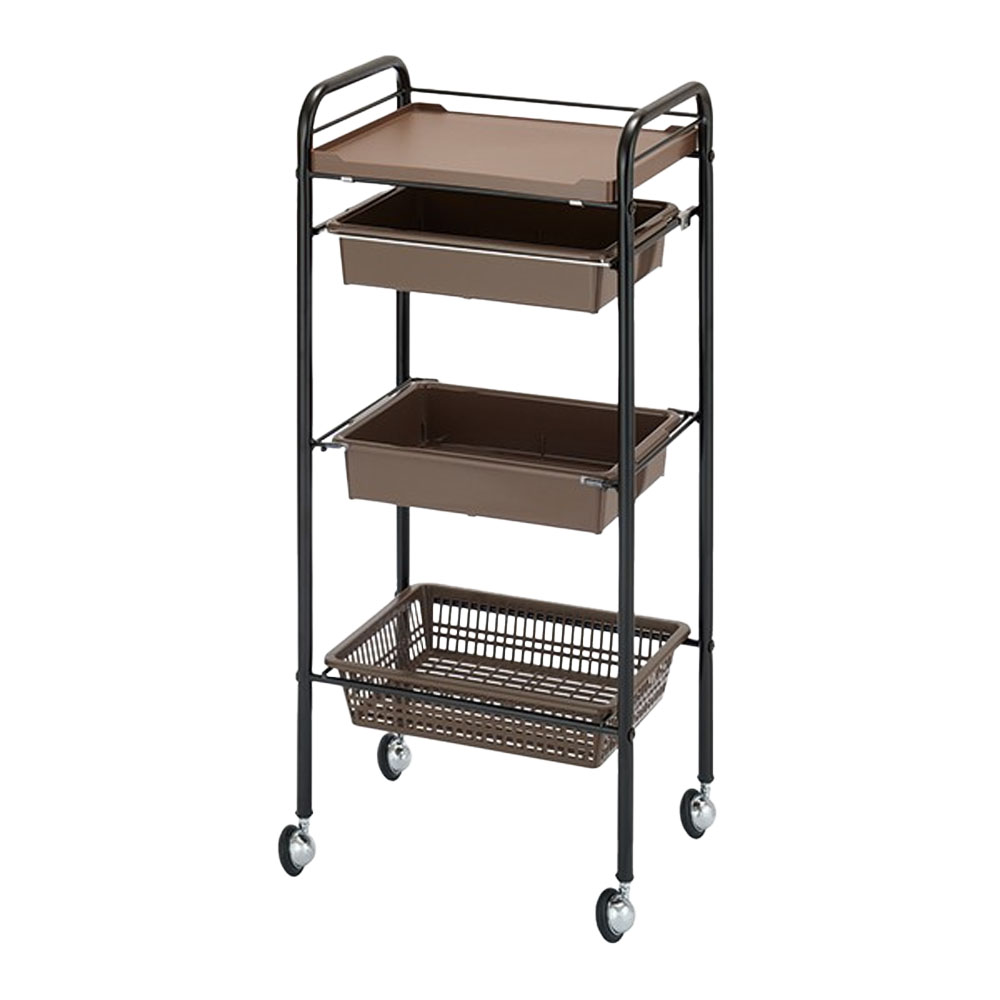 西村製作所 Lセット台 ロングポジション C-421（ブラック・ツートンブラウン・ホワイト） ワゴン サロン業務用 サロンツール 美容院 理容室 美容道具収納雑貨 | ブランド登録なし | 02