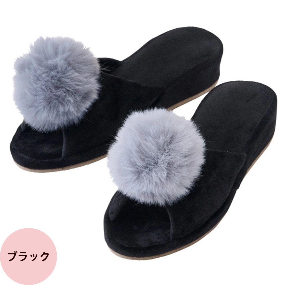 Simplicity シンプリシティ ぽんぽんファースリッパ ヒール4cm 全3色（グレー ブラック ピンク） | ブランド登録なし | 02