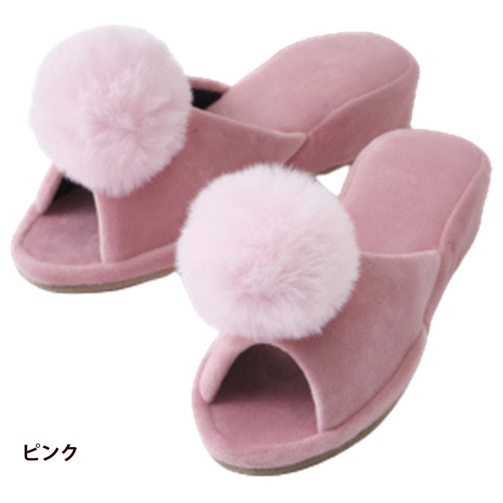 Simplicity シンプリシティ ぽんぽんファースリッパ ヒール4cm 全3色（グレー ブラック ピンク） | ブランド登録なし | 03