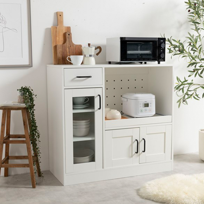 レンジ台 幅90 食器棚 コンセント付き おしゃれ キッチンカウンター 90