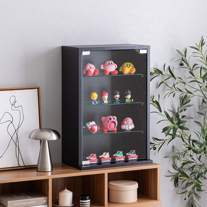 鑑定品用　卓上ディスプレイケース コレクションケース ガラス 薄型 幅40 フィギュアケース 卓上 木製