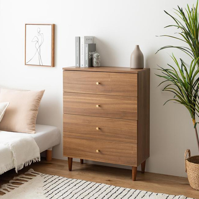 チェスト 木製 4段 奥行き30cm 北欧 おしゃれ ローチェスト 脚付き
