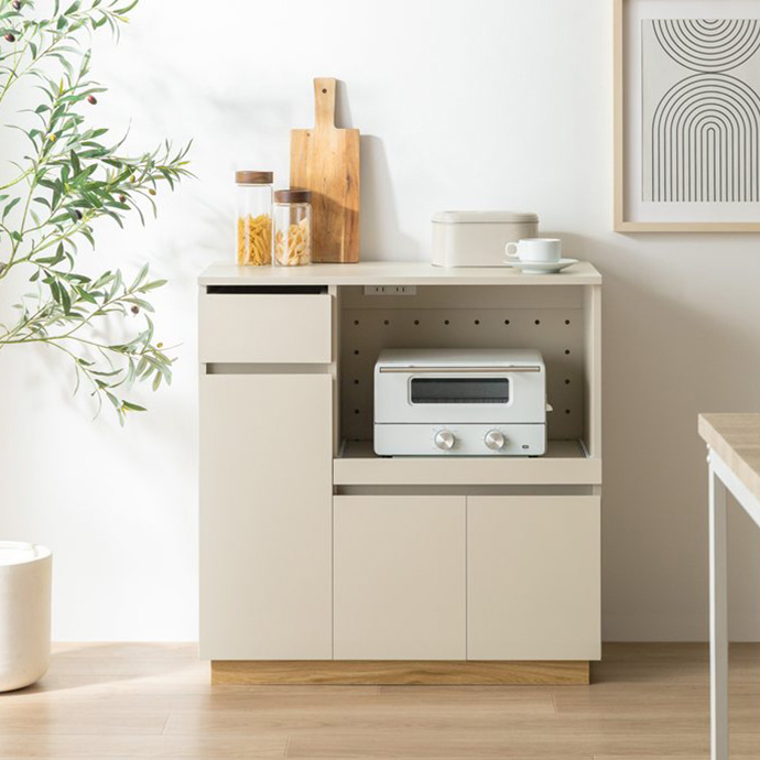 レンジ台 幅80 奥行40 おしゃれ レンジラック スライド コンセント