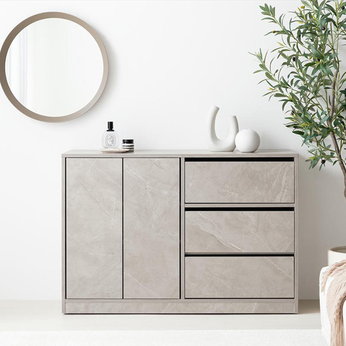 キャビネット 引き出し 扉付き 幅100 白 グレー おしゃれ サイドボード